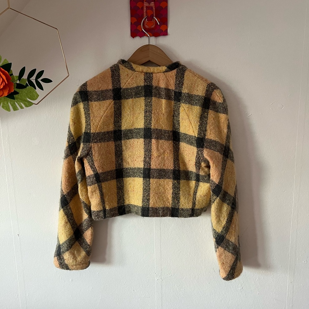 VTG 90s Carlisle crop wool mohair jacket 4 vintage MINT lined pockets roll cuffs - Picture 5 of 12